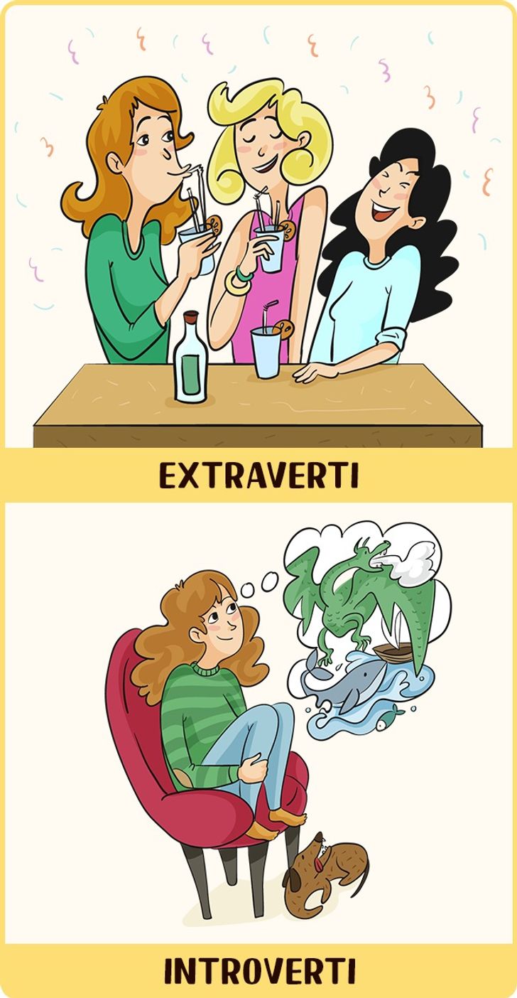 12 illustrations montrant le monde tel que le voient les personnes extraverties et introverties11