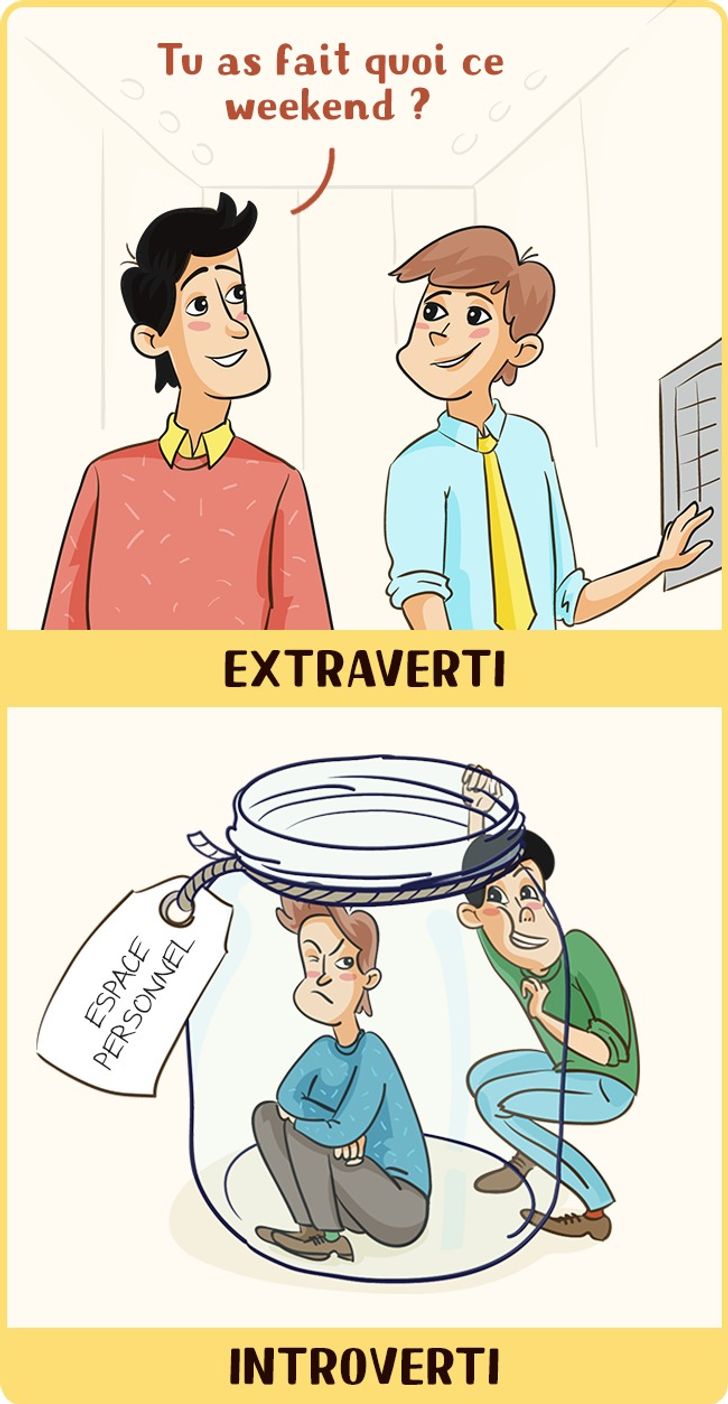 12 illustrations montrant le monde tel que le voient les personnes extraverties et introverties4