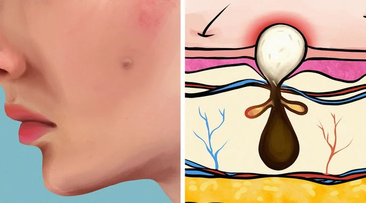 Pustules boutons acné