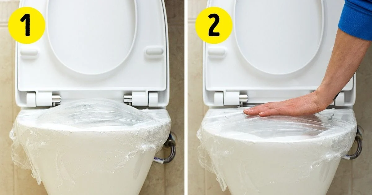 6 façons géniales, faciles et efficace de déboucher vos toilettes sans ventouse Utilisez du film plastique