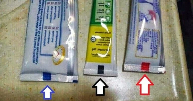 bandes de couleur sur les tubes de dentifrice