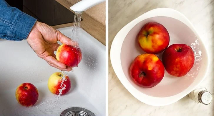 Ils lavent les fruits et les légumes dans de l'eau salée