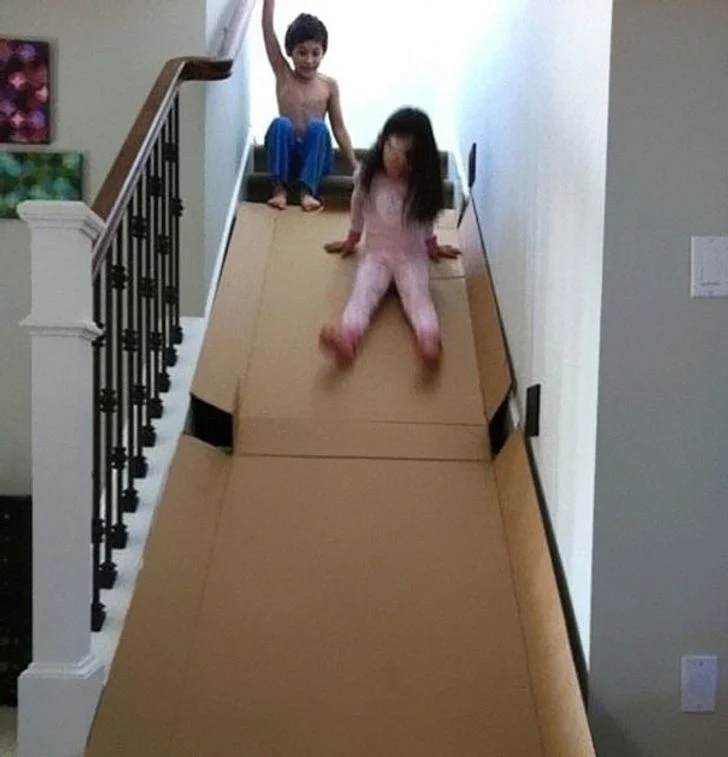 carton pour fabriquer un toboggan