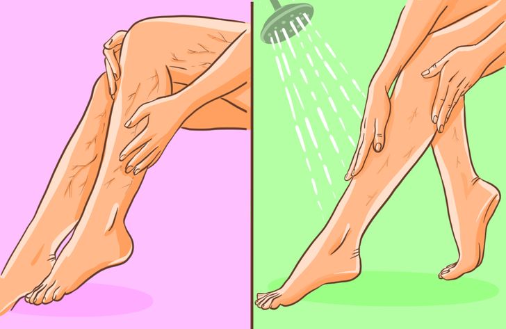 laver les jambes à l'eau froide