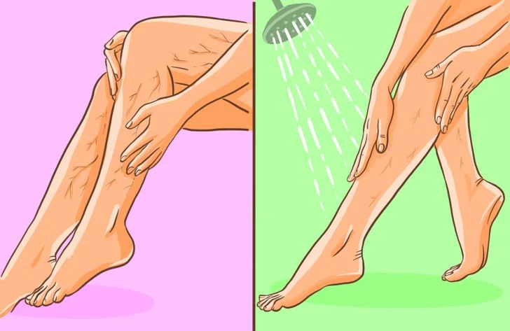 laver les jambes à l'eau froide