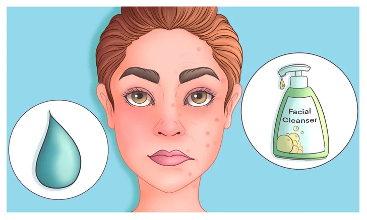 lavage visage à l'eau peau jeune