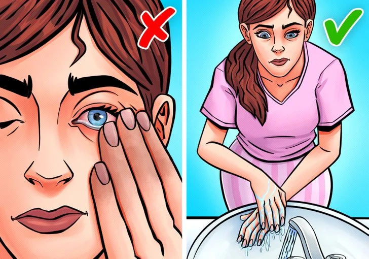 Lavez vos mains avant de toucher vos yeux