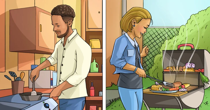 L'une s'occupe du gril et l'autre de la cuisine
