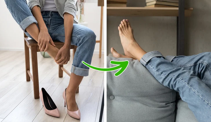 Levez les pieds contre un mur