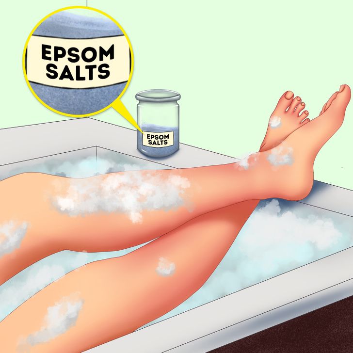 Prenez un bain reparateur avec du sel dEpsom dégonfler vos jambes