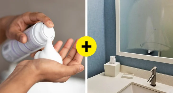 7 astuces pour nettoyer votre salle de bains et éviter d’y passer des heures à frotter1 Nettoyez les miroirs avec de la mousse à raser