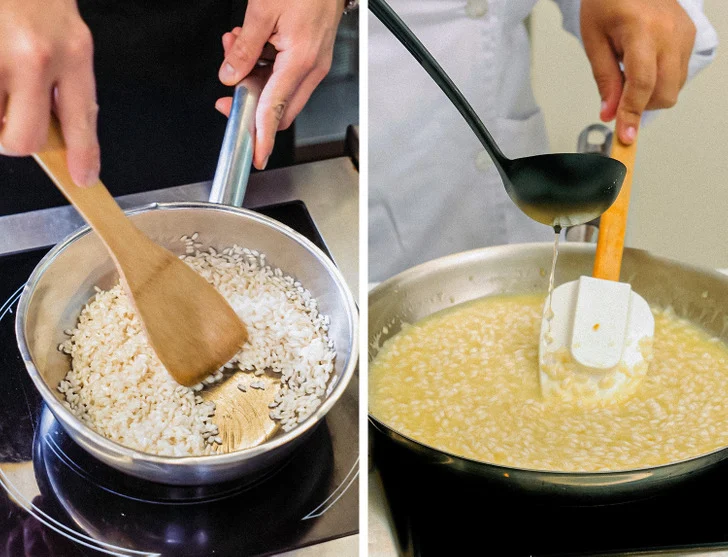 Nous ne faisons pas frire le riz avant de le cuire