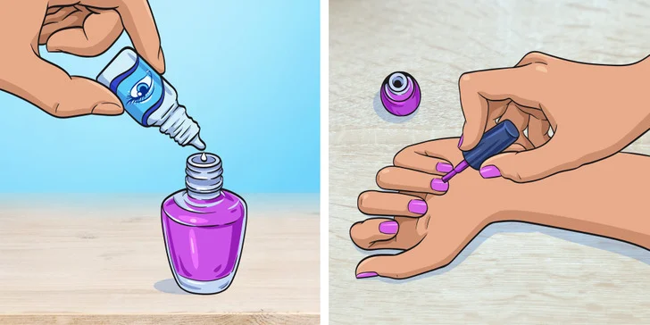Ajoutez du collyre à votre vernis à ongles séché pour le fluidifier.