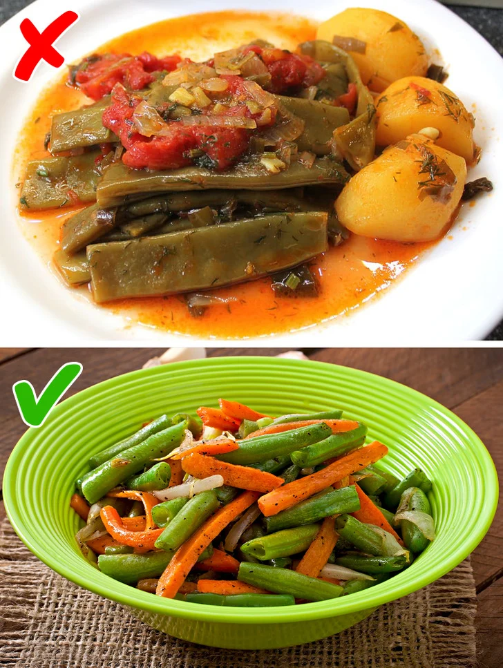cuisine  Nous faisons cuire les légumes trop longtemps