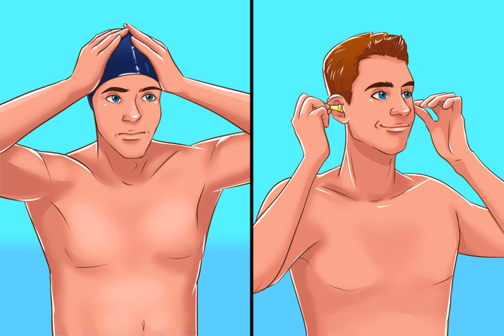 Utilisez un bonnet de bain ou des bouchons d'oreille