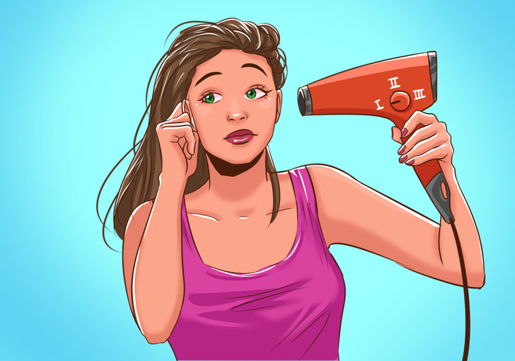 Gardez vos oreilles au sec en utilisant un sèche-cheveux