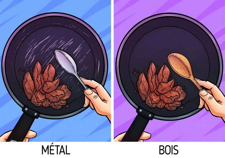 Le bois ne raye pas les ustensiles de cuisine
