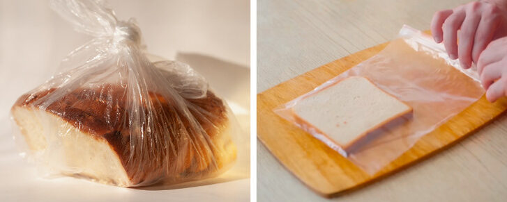 Mettez chaque tranche de pain dans un sac plastique séparé et placez-le au congélateur