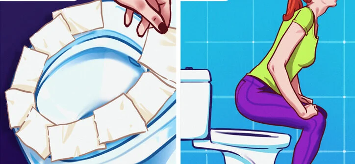 habitude Poser du papier toilette sur la cuvette