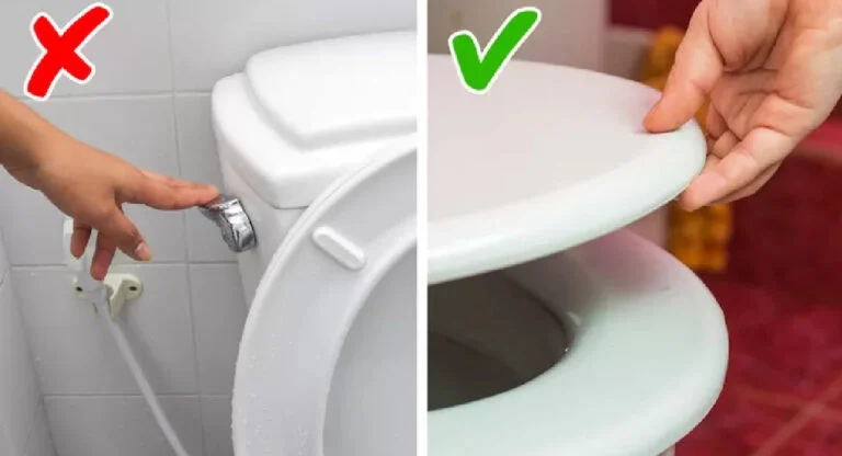 Tirer la chasse d&rsquo;eau avec une lunette de WC non couverte