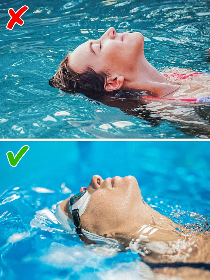 Vous n'utilisez pas de bonnet de bain lorsque vous nagez dans la piscine