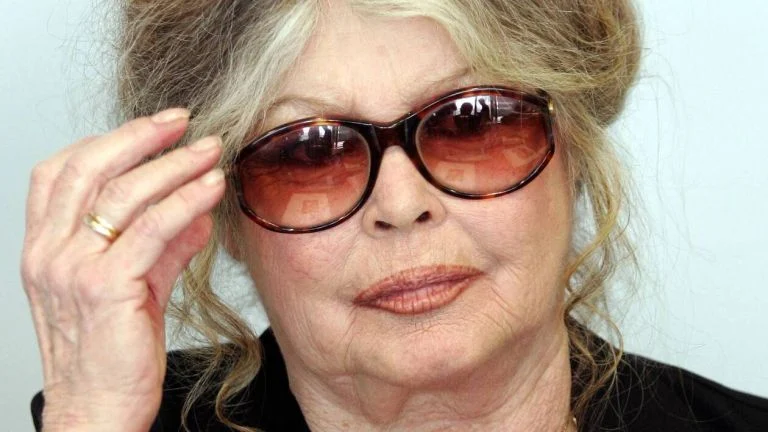 Brigitte Bardot the former French film star turned animal rights activist gestures as she speaks to ..