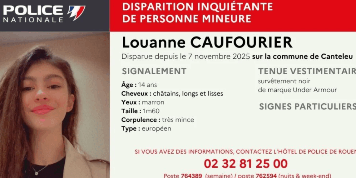 Rouen : Appel à témoins pour retrouver Louanne, 14 ans, disparue depuis vingt jours