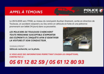 Une femme et son bébé percutés près de Toulouse, un appel à témoins lancé pour retrouver le véhicule en fuite