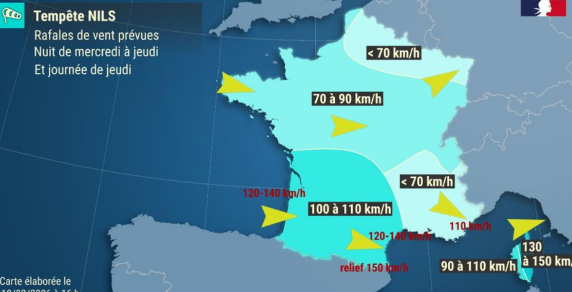 Tempête Nils : des vents jusqu’à 150 km/h jeudi ? Pourquoi le phénomène s’annonce remarquable en Occitanie