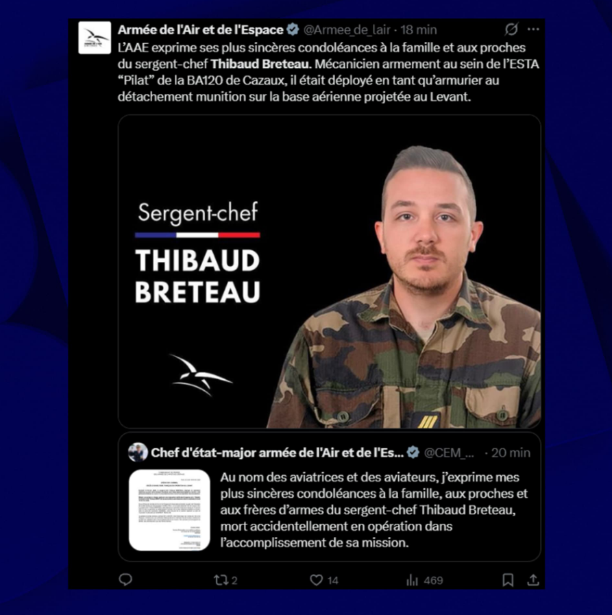 Un militaire français est décédés au Levant après avoir "été grièvement blessé au cours d'un accident" 2 Un militaire français est décédés au Levant après avoir "été grièvement blessé au cours d'un accident" Capture decran 2026 02 17 155541