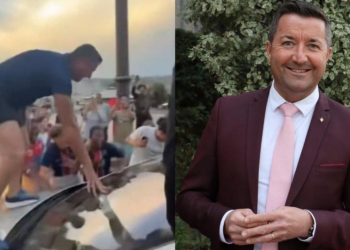 Le député Karl Olive monte sur le capot d&rsquo;une voiture après la victoire du PSG en finale de Ligue des champions
