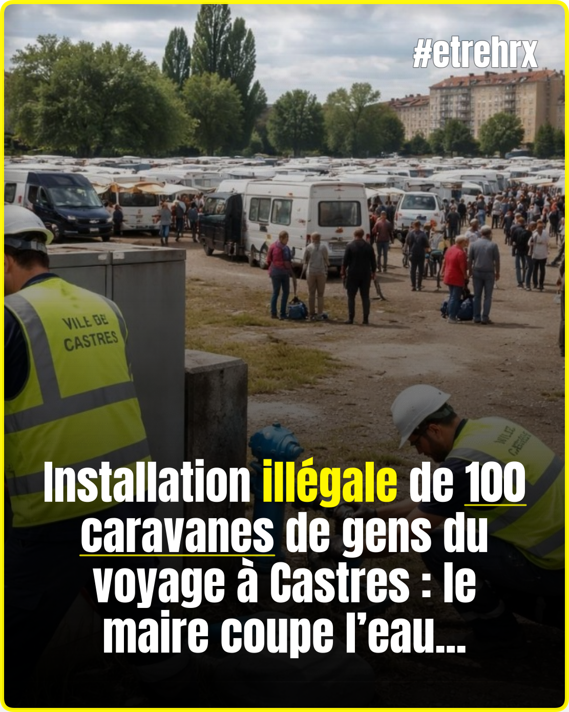 Installation illégale de 100 caravanes de gens du voyage à Castres : le maire coupe l’eau et l’électricité