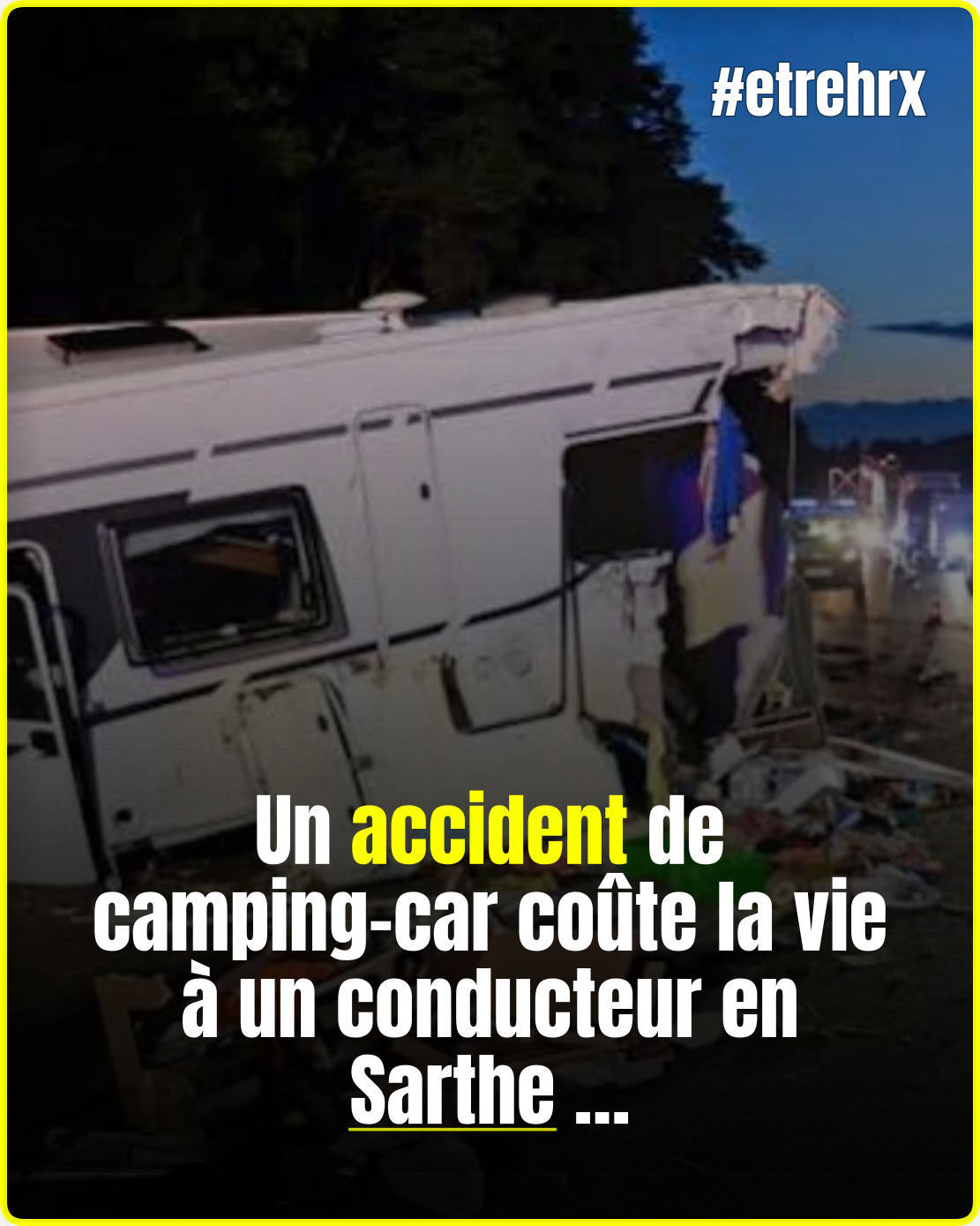 Le conducteur d&rsquo;un camping-car décédé dans un accident de la route en Sarthe après avoir percuté un arbre