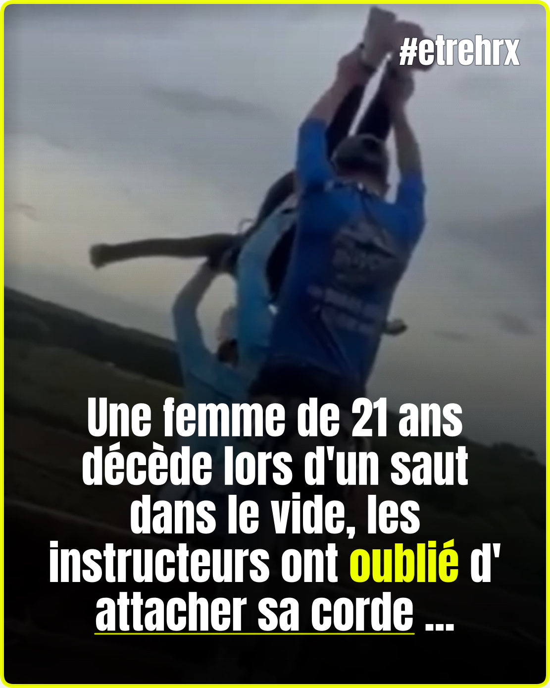 Une femme de 21 ans décède lors d&rsquo;un saut dans le vide au Brésil, les instructeurs ont oublié d&rsquo;attacher sa corde de sécurité