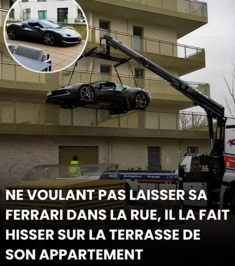 Faute de parking, il installe sa Ferrari à 300 000 euros sur la terrasse de son appartement