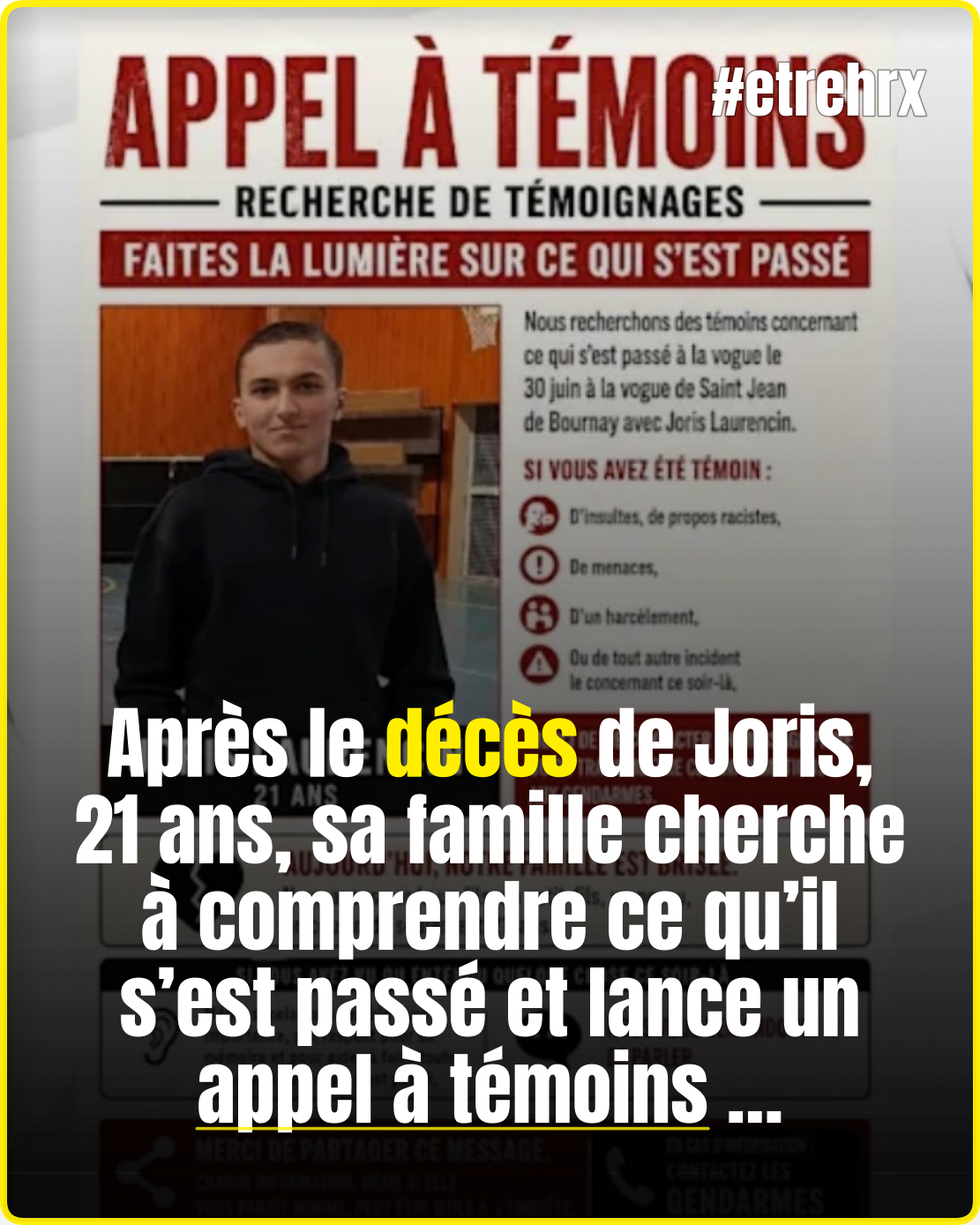 Le décès de Joris, 21 ans, bouleverse sa famille...