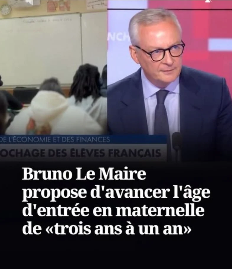 Bruno Le Maire propose d&rsquo;avancer l&rsquo;âge d&rsquo;entrée en maternelle de «trois ans à un an»