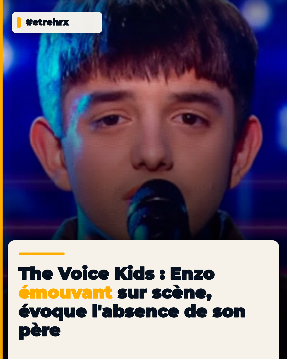 The Voice Kids : Enzo émouvant sur scène, évoque l&rsquo;absence de son père