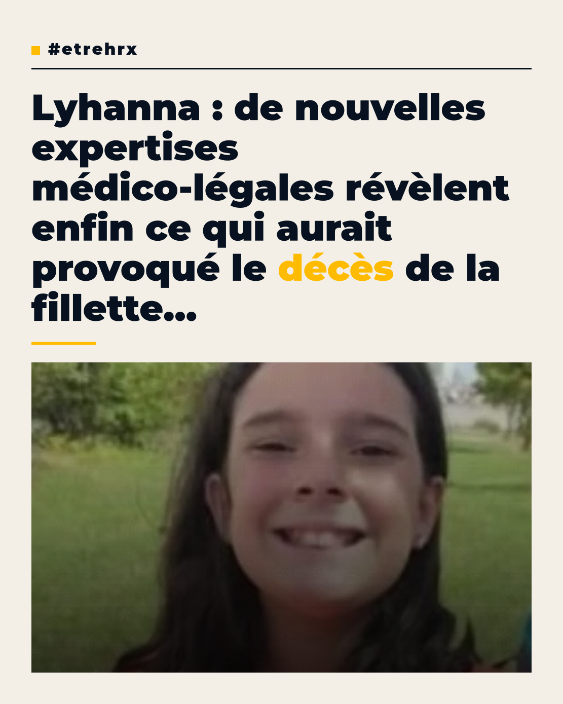 Affaire Lyhanna : la cause exacte de son décès établie, ce « syndrome » finalement identifié trois mois après sa disparition tragique