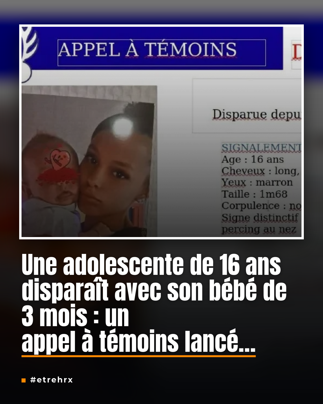 Un appel à témoins lancé après la fugue d’une adolescente de 16